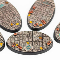 Gros plan sur la texture d'un socle ovale Old City 60×35 mm